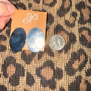 Plunder Blue Oval Earrings